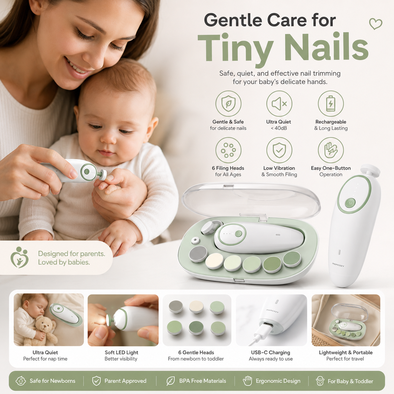 TinyCare™ Gentle Electric Baby Nail Trimmer